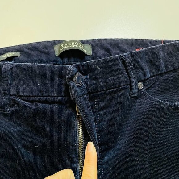 Talbots Pant Trouser Corduroy Navy Blue Slim Ankle Fray Hem Winter Sweater 6 - Picture 5 of 11